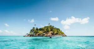 ruta completa por la costa caribe colombiana, vista de la isla desde Cartagena
